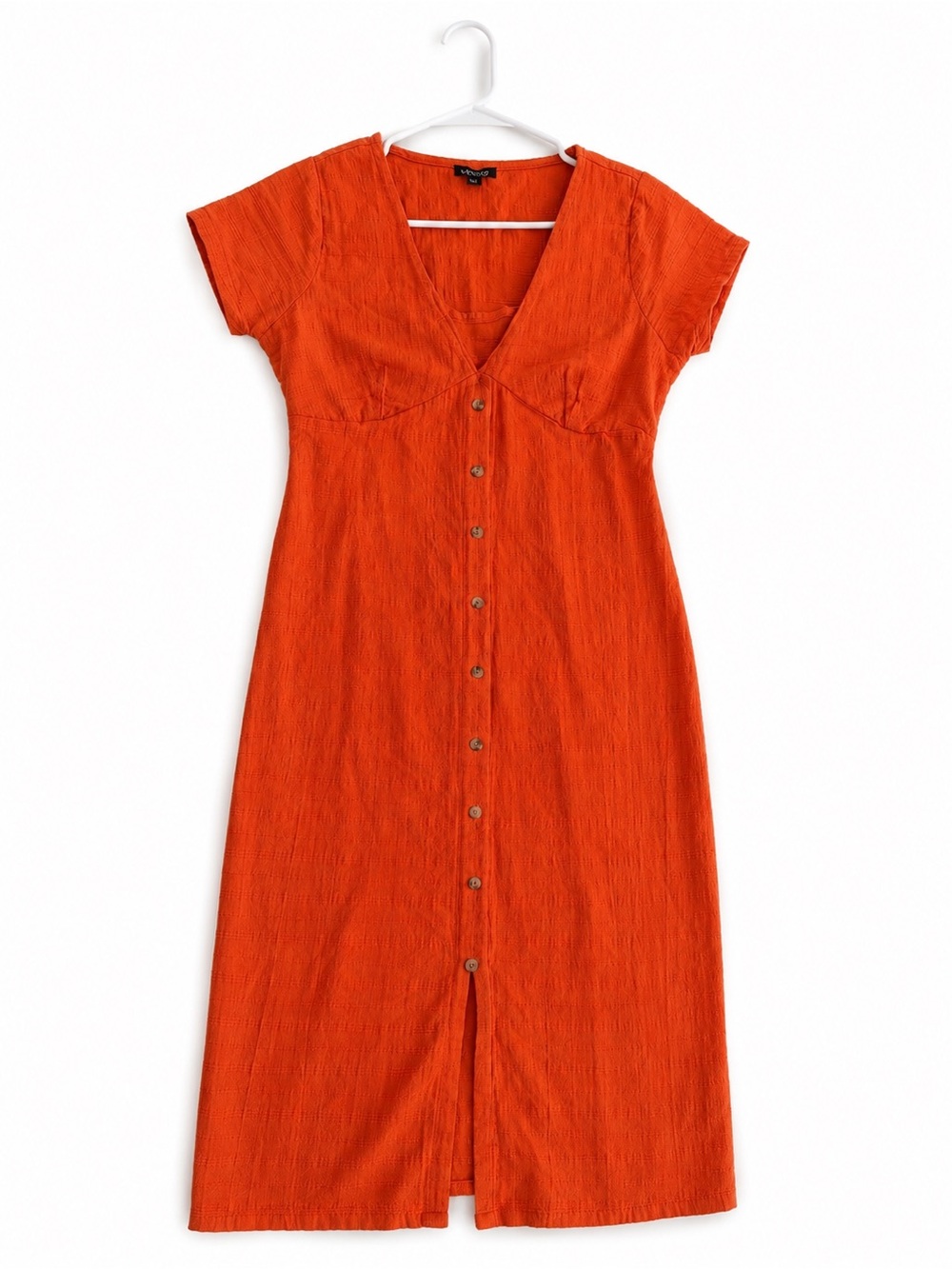VENUS Orange Button-Front Midi Dress